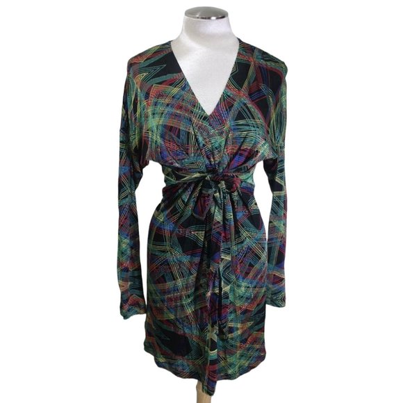 CUSTO BARCELONA LINE Abstract Print Wrap Dress - Picture 3 of 11